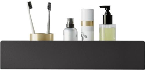 DABSTORY Duschablage Badregal Bohren Duschkorb Organizer für Dusche und Badezimmer Halterung Duschregal Edelstahl Klein Bad Duschhalterung Wandhängend Regal Matte Finish Schwarz 40cm