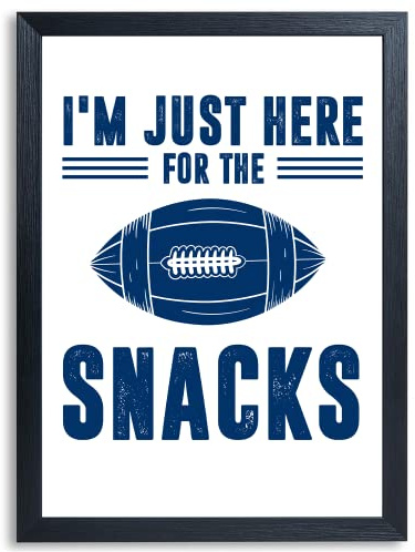 Tigerlino® American Football Hier wegen den Snacks Poster Kunstdruck | Football Fan Geschenkidee | Football Dekoration Wandbild (DIN A4 mit Rahmen | Schwarz)