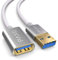 Alargador USB 2m, 10 Gbit/s (1,25 GByte/s), USB 3.2 Gen2 (3.0, 3.1), cable alargador USB, A macho a A hembra, blanco, cubierta de tela