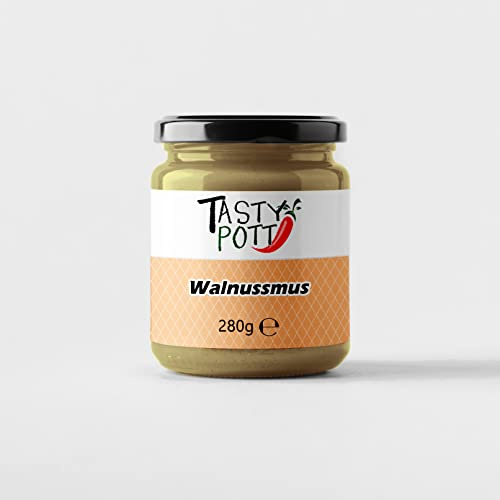 Tasty Pott Walnussmus I Mus I Walnuss I Vegane Ernährung I Brotaufstrich I Nussmus I Walnutbutter I Nusssnack I Zum Backen I Müslibowl I Walnuss Aufstrich I Im Glas 280g