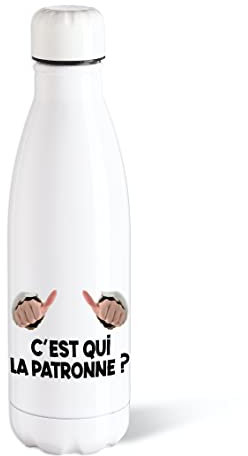 Bouteille d’eau Isotherme 500ml Acier Gourde Réutilisable Ecologique Maintien Chaud/Froid 12h. Idée Cadeau Original Humour Homme Femme Ami Sport Voyage Bureau Anniversaire Noël