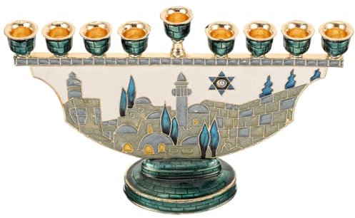 VOSAREA Chanukkah Menora Kerzenständer mit neun Zweigen, Metall, Chanukia, Granatapfel, Kandelaber, Jerusalem, 9 Köpfe, jüdischer Kerzenhalter, Kunst für Feier, Dekoration