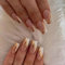 TMUT 24pcs Square False Nails White Tip Stick on Nails Gold Sequins Press on Nails Pink Removable Glue-on Nails Fake Nails Women Girls Nail Art Accessories