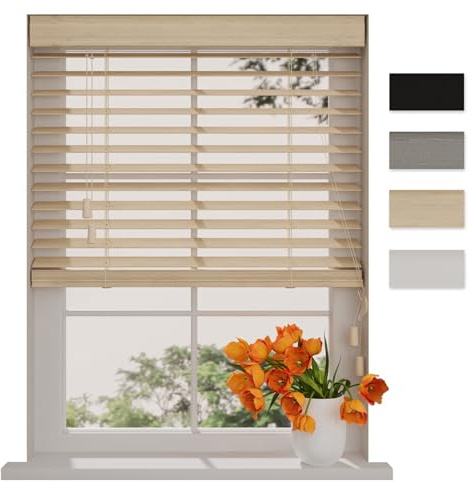 DTCH® Store vénitien Bambou intérieur, chêne Clair, 75 x 175 cm | Lamelles 50mm, bambou durable, protection solaire et visuelle, caisson acier avec couvre-joint, largeurs jusqu'à 250 cm