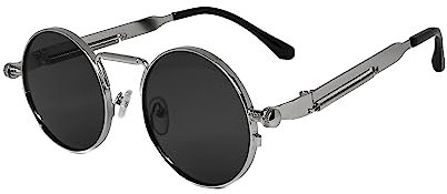 salazar.plus Sonnenbrille Rund Cyberpunk Unisex 4 Farben Damen Herren Brille Retro (silber)
