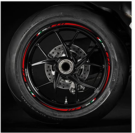 TEEMAD Motorrad Rad Aufkleber Für D-ucati Für V2 Für V4 Für V4S Für V4R 1098 1199 1299 899 999 749 Motorrad 17 Streifenband Radaufkleber Reflektierende Felgenaufkleber (Farbe : A)