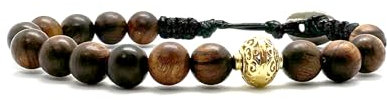 Samsara Tibetisches Buddhistisches Armband, Verstellbare Länge, Mystisches Glücksbringer-Schmuckstück - Hochfestes gewachstes Baumwollband (AGARHOLZ)