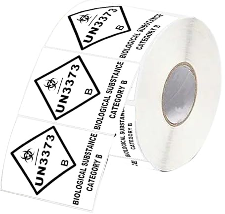 UN3373 Etiketten für biologische Substanzen Kategorie B Aufkleber 5,1 x 7,9 cm – UN3373 Warnhinweisetiketten Versandaufkleber 250 Stück