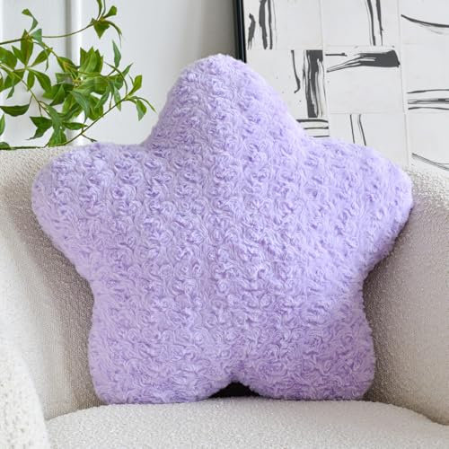 ZCNYCLAM Dekoratives Wurfkissen, niedliche Kissen mit weichem Plüsch für Couch, Bett, Büro, sternförmige Weihnachtskissen mit Heimdekoration für Schlafzimmer, Wohnzimmer (lila)