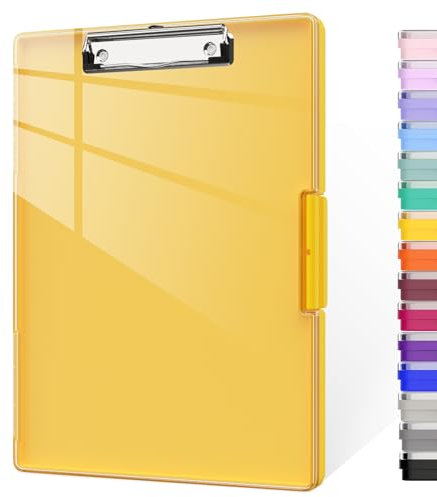 Piasoenc Klemmbrett mit Aufbewahrung, Klemmbretter mit 2 Aufbewahrungsboxen und A4-Papierordner, klare, trocken abwischbare Oberfläche, strapazierfähiger Kunststoff, Folio & seitliche Öffnung.