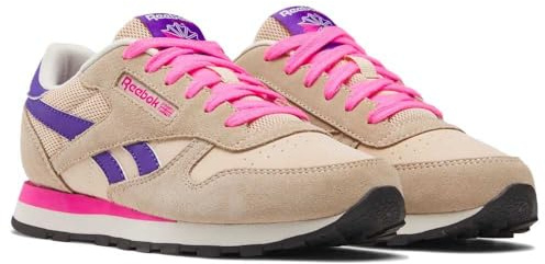 Reebok Unisex Kinder Classic Leather Sneaker,Tapioca Atomicpink Solarpurple,34.5 EU