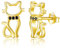 INFUSEU Katzen Ohrringe, 925 Sterling Silber 18K Gold Katze Süßer Ohrstecker Schöner Haustier Tier Schmuck Winziger Knorpel Ohrring Geschenke für Mädchen Frauen