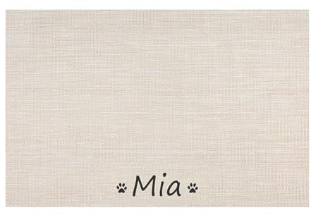 Tapis Alimentaire Personnalisé pour Gamelles d'Animaux de Compagnie - Imperméable pour Chien et Chat (Beige, 30 x 45 cm)