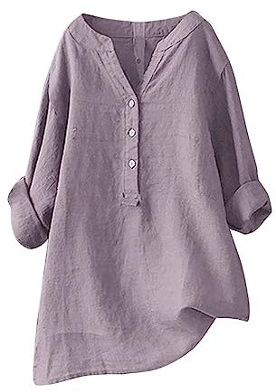 Chemise Longue Femme Tee Shirt Manche Longue Tunique Grande Taille 50/52 Oversize Blanche Chemisier Chic Ecru Violet 5XL