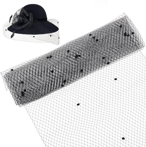 BENECREAT 2 m Vogelkäfig-Schleiernetzstoff, 45cm Breit Russische Millinery Netting Organza Tüll Stoff Schwarz Net Mesh Hut Schleier Für Hochzeit, Kleiderdekoration