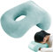 Curved Pillow - Sleeping Desk Pillow, Nap Pillow Cushion | Comfortable Breathable Head Prevent Numb Desk Pillow, Center Hollow Out Nap Desk Sleeping Pillow, Face Down Pillow for Office Blue, 13x9x6 in