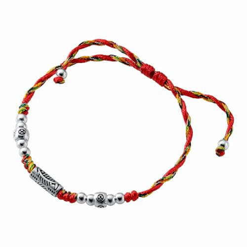 PMVRTHQV S925 Sterling Silber Thai Silber Koi Licht Perle Gewebte Armband Retro Handwerk, Silber