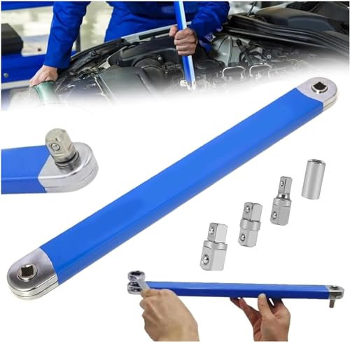 Cikiki Impact Ready Offset Extension Wrench, Tight Reach Extension Wrench Set, with 1/2, 1/4 and 3/8 Square Drive Adapters, Universal Extensions Wrench for Small Place