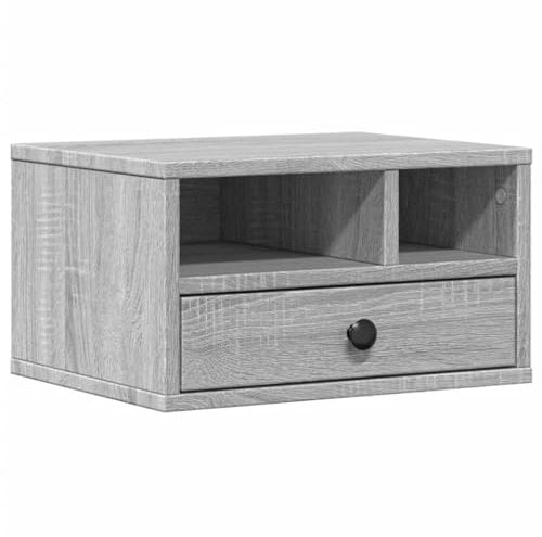 vidaXL Support d'imprimante sonoma gris 40x32x22,5cm bois d'ingénierie, table d'imprimante, table d'imprimante d'ordinateur, support d'imprimante avec rangement
