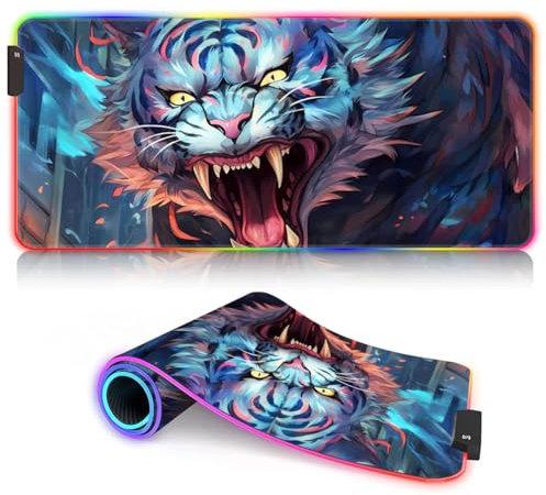 HEYCE Tastiera e mouse White Tiger Ragebce ROG XL Grande Gaming Mouse Pad LED Lungo Esteso Mousepad (80x30x0.3) Grande Mousepad Tastiera Mouse Mat