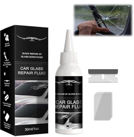 Rakiuty Kit Reparation Pare Brise,Outil Réparation Pare-Brise,Liquide Réparation Verre,Kit Réparation Verre,Reparation Fissure Verre,pour Fissures,Yeux Taureau,Fissures en Forme D'étoile,30ml
