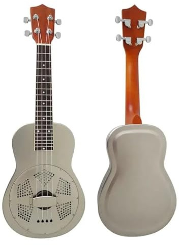 Konzert-Ukulele Mit Mattiertem Chrom-Messingkorpus Und Resonator