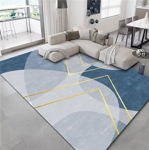 QGYFRE Kleiner Teppich Hallway Rug Waschbar In Waschmaschine 50x80CM teppichläufer Blau Modernes, minimalistisches Design erleichtert die Reinigung von Teppichen