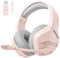 BINNUNE Casque de Jeu sans Fil avec 2,4 GHz pour PS5, PS4, PC, NS, Joueurs FPS, 120 Heures + Bluetooth 5.3 Casque de Jeu avec Microphone Antibruit, Casque de 50 mm pour Ordinateur Portable - Rose