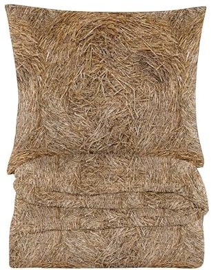 Cotton Market Bettzeug - Bettzeug Baumwolle - Bettzeug-Sets 3 Teilig - Bettbezug 155x220 cm und 2 Kissenbezug 70x80 cm - Stroh, Beige