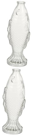 Parliky 2St Fisch förmige Glasflasche Karaffe Bunte Vase Farblichtbirne Zierfische Kommunion Tassen wohnungsdeko blumenstecker Blumentöpfe Blumenflasche aus Glas Fischförmiges Herzstück