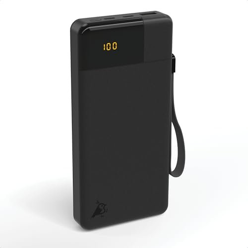 Aqiila Powerbank 20000mAh, 20W, LCD-Display, 2X USB-C, 1x USB-A, tragbares Ladegerät, Pass-Through-Laden, leicht & kompakt, Soft-Touch-Oberfläche, Powerbird Schwarz in plastikfreier Verpackung