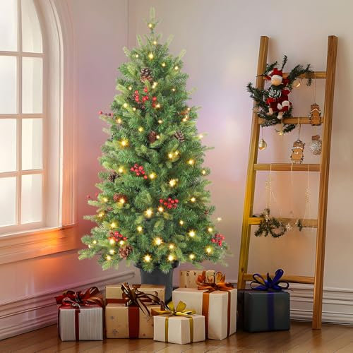 Alupssuc 4 Fuß Beleuchteter Künstlicher Weihnachtsbaum für die Veranda, PE+PVC-Zweige mit Topf, Farbige LED-Lichter, 8 Lichtmodi, Perfekt für Weihnachtsdekorationen, Zuhause, Küche, Esszimmer, Grün