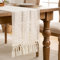 Tischläufer Beige Tischläufer Boho Tischdecke Baumwollleinen mit Quasten Waschbar Tischläufer Herbst Bauernhaus Gewebt Tisch Läufer 30X180cm für Küche Vintage Böhmische Hochzeit Tabletop Dekor