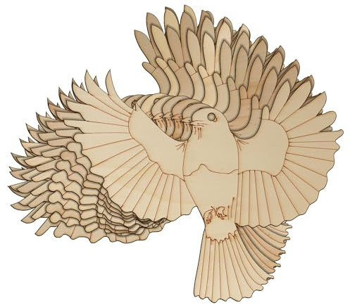 10 x Rotkehlchen aus Holz, fliegende Vorderseite auf Bastelform, 3 mm lagig, Weihnachten (6 x 7,2 cm, Loch oben mittig)