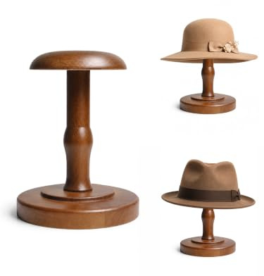 TINGSING vintage hattställ ställ rustik brun hatt visningsstativ | Bordskeps organiserare cowboyhatt hållare peruk och hjälmstativ för garderob, heminredning, medium