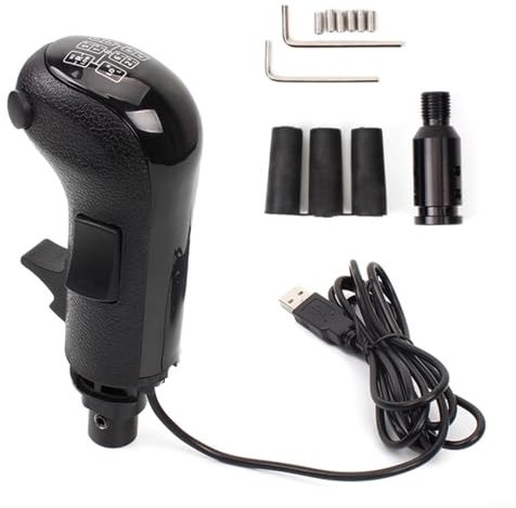 EpheyFIF Pomo de palanca de cambios USB para juegos, simulador de engranajes USB para PC, juego de carreras, simulador de palanca de cambios, balonmano compatible con Logitech G29 G27 para palanca de