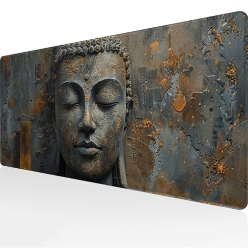 Vintage Zen Gaming Mauspad XXL Mousepad Groß schreibtischunterlage mit Einer speziellen Oberfläche verbessert Geschwindigkeit und Präzision für PC, Laptop, Büro, Zuhause 600x300x2 mm