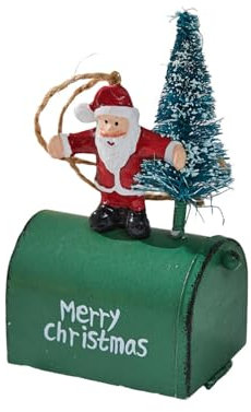 Amagogo Ornamenti per l'albero di Natale con cassetta postale, scatola per lettere di Natale, divertente ciondolo per scatola delle lettere in metallo, porta, Babbo Natale
