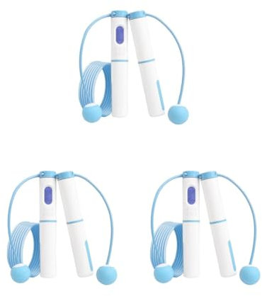 Set di 3 corde per saltare digitali con cuscinetti senza fili, corda per saltare ponderata, blu