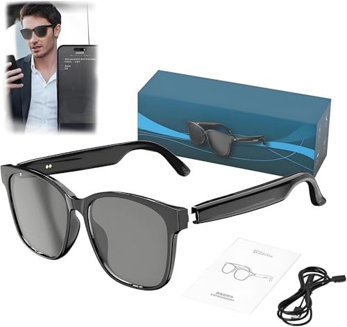 AI Smart Bluetooth Glasses for Men and Women, Hy-C8 Pro Smart Glasses with Camera, 2025 New Wireless Headphone Ai Smart Smart Glasses for Listening to Music & Calling,Support 75 Languages (Black)