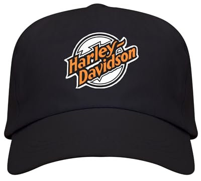Gorra de Béisbol Negra para Hombre - Motociclista Harley, Bordado Premium - Ajustable y 100% Algodón Ecológico (340 g/m²) - Regalo Ideal para Fanáticos de Las Motos