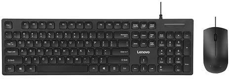 Lenovo 305 USB-C Wired Keyboard & Mouse Combo, Black, Spill-Resistant, Narrow Border, Adjustable Tilt, Full-Size Keyboard & Mouse, Compatible with Laptop, PC, Tablet, USB-C Connectivity Gaming Office
