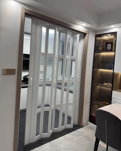 Portes en accordéon en PVC – Porte coulissante pliante de taille personnalisée pour salles de bains, cuisines, petites pièces et placards – Porte moustiquaire rétractable