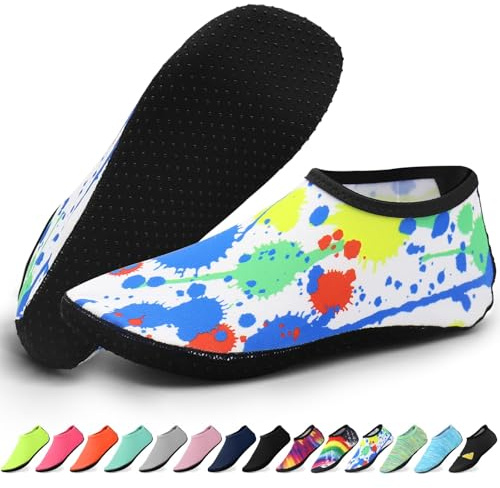 KATKLIU Water Socks – Non-Slip Diving Sock with Grippy Sole – Lightweight Quick Dry Swimming Socks for Men Women – Beach & Surfing Gear for Pool, Yoga, Indoor & Outdoor Sport-Colorful Graffiti-36-37