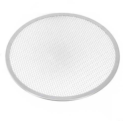 YJDOORPLAY Rejilla de aluminio para pizza, bandeja redonda para hornear profesional, antiadherente, para hacer pizza casera, pastelería, 9-13 pulgadas de diámetro (12 pulgadas)