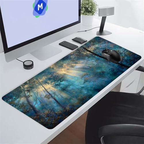 Lumière Soleil Jungle Tapis de Souris de Jeu 1500x800x2 mm Grand Tapis de Souris Gaming sous-Main Bureau Gamer Large avec Base Antidérapante Tapis de Clavier Lavable pour Gamer PC