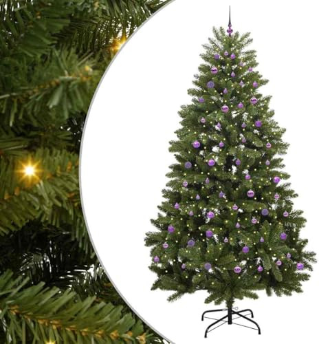 vidaXL Albero di Natale Artificiale Verde 270 cm PVC e Metallo, Albero di Natale Minimal, con LED, Decorazione stagionale, per Interni, Stile Moderno, PVC