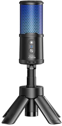 Jectse EJoy Uni S USB-Kondensatormikrofon, 4 Dynamische RGB-Lichteffekte, Faltbares Standmikrofon für Videoanrufe, Live-Streaming