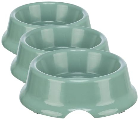 Gamelle en Plastique TRIXIE pour Chiens - Pieds en Caoutchouc antidérapants - Lavable au Lave-Vaisselle - capacité 0,5 l - ø 14 cm - différentes Couleurs - sélection aléatoire - 2473 (Lot de 3)