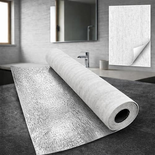1,8 m² SXP Rouleau de revêtement mural autocollant 3D, 60 x 300 cm, panneau mural flexible, aspect pierre en béton, imperméable et isolant thermique, papier peint pour mur et plafond, béton gris clair
